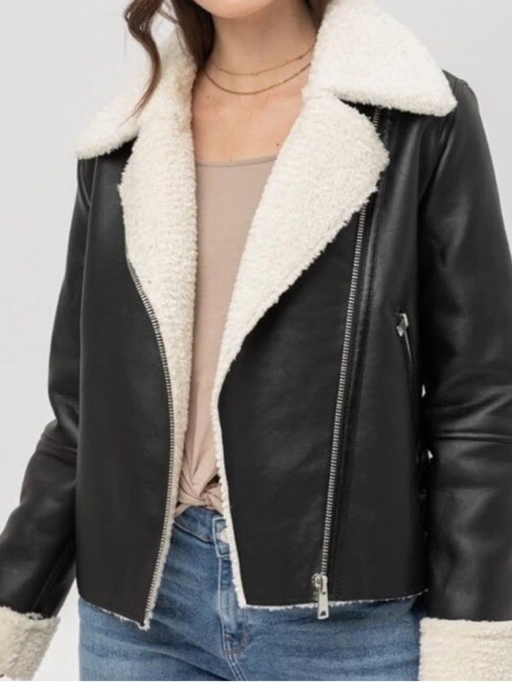 BLANKNYC Moto Jacket with Faux Shearling Lining (size S) NWT